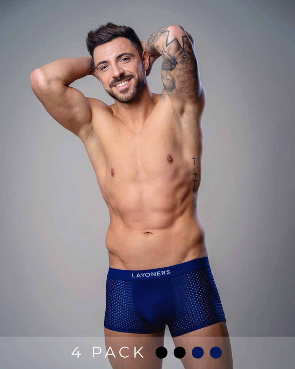 Cory Boxers 2× black, 2× blue Layoners